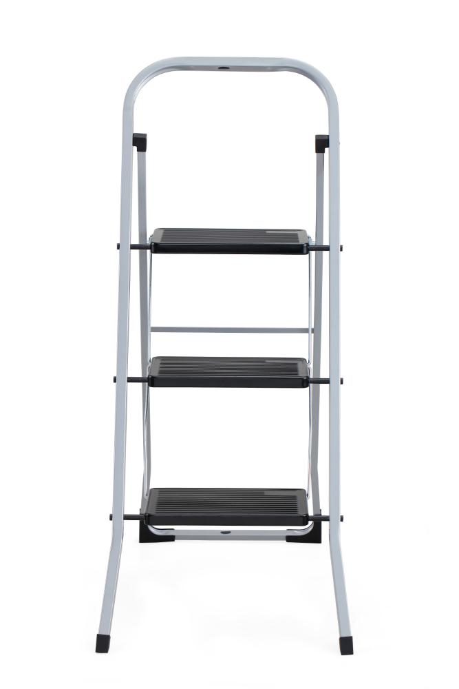 Escalera Tubular Luminas, Gris y Negro, Plagable de 3 Niveles
