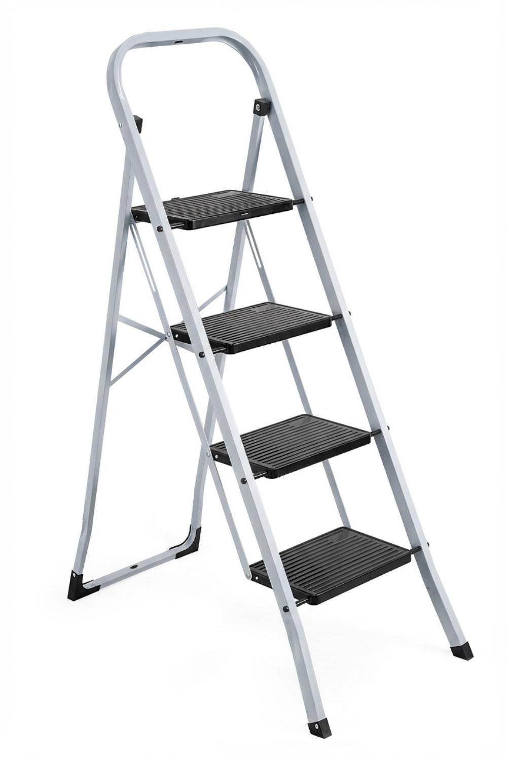 Escalera Tubular Natura, Negro, Plagable de 4 niveles