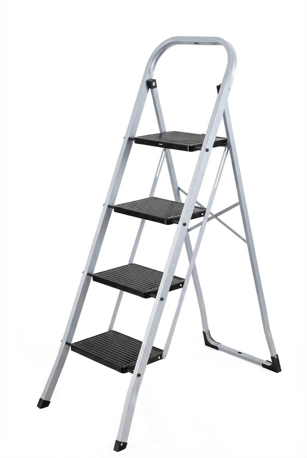 Escalera Tubular Natura, Negro, Plagable de 4 niveles