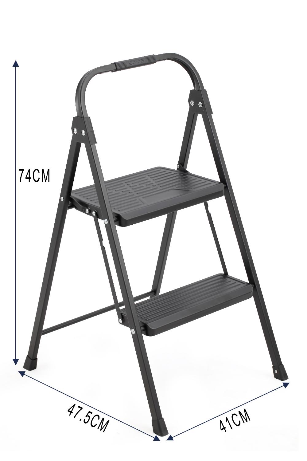 Escalera Tubular Andes, Negro, Plagable de 2 niveles