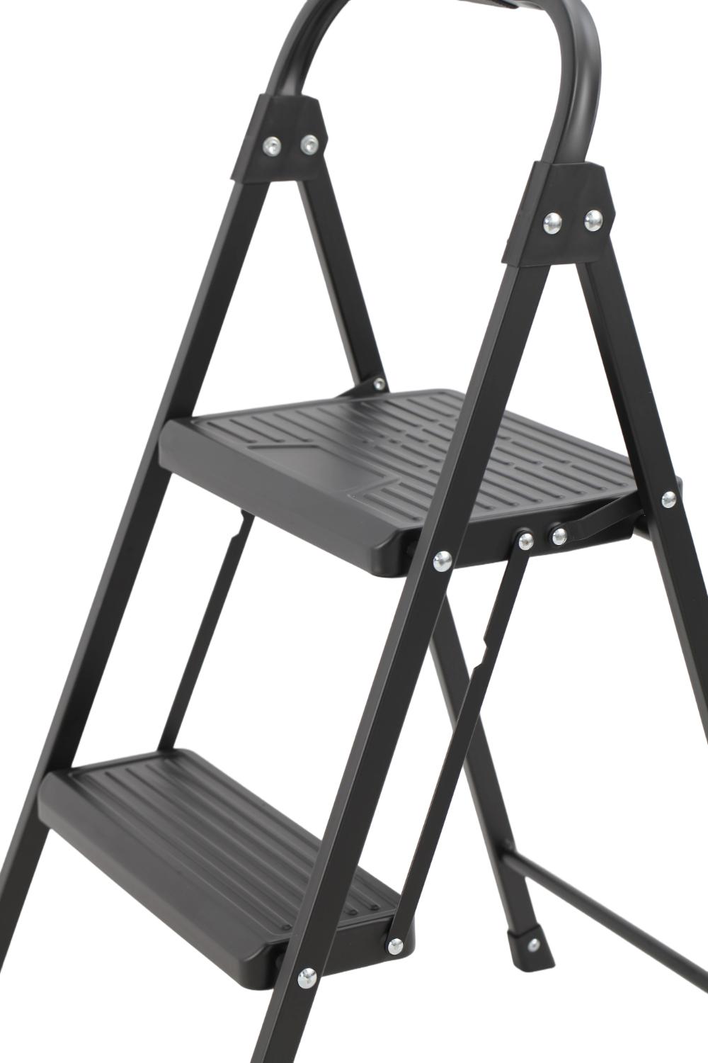 Escalera Tubular Andes, Negro, Plagable de 2 niveles