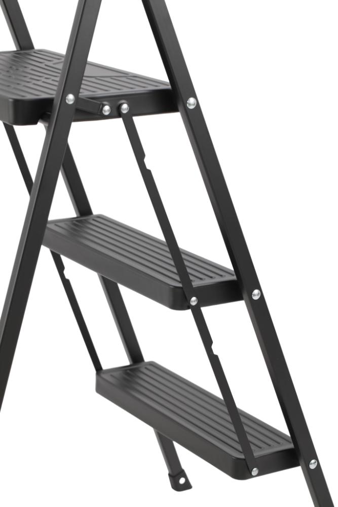 Escalera Tubular Alba, Negro, Plagable de 3 niveles