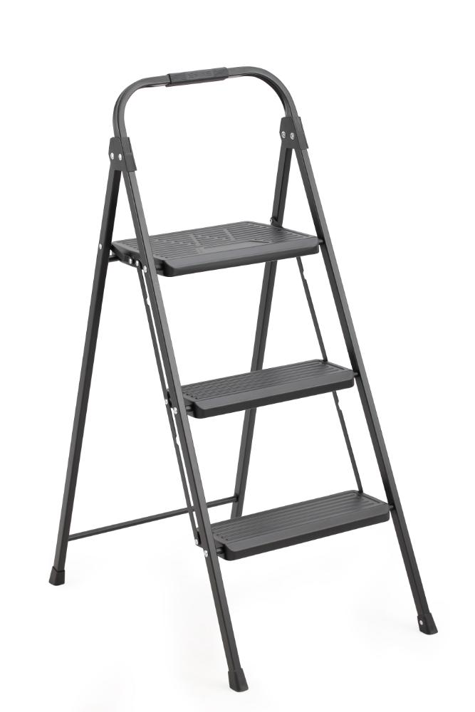 Escalera Tubular Alba, Negro, Plagable de 3 niveles