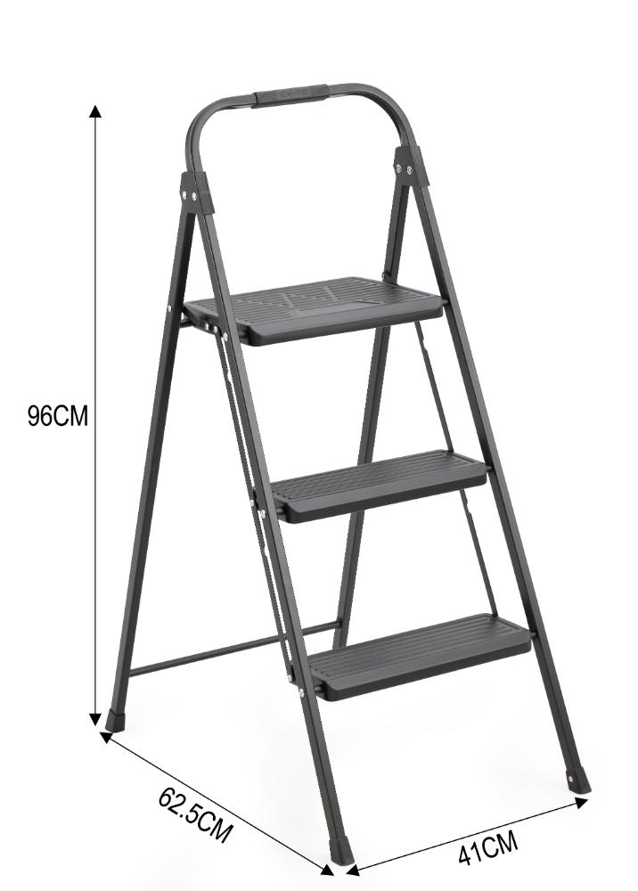 Escalera Tubular Alba, Negro, Plagable de 3 niveles
