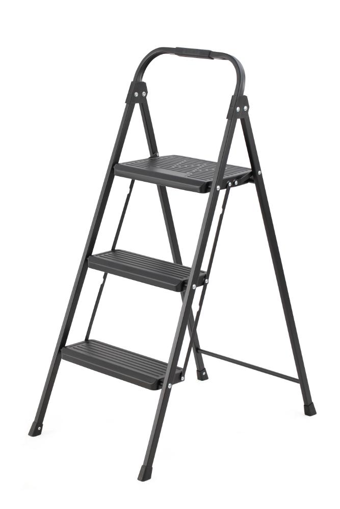 Escalera Tubular Alba, Negro, Plagable de 3 niveles