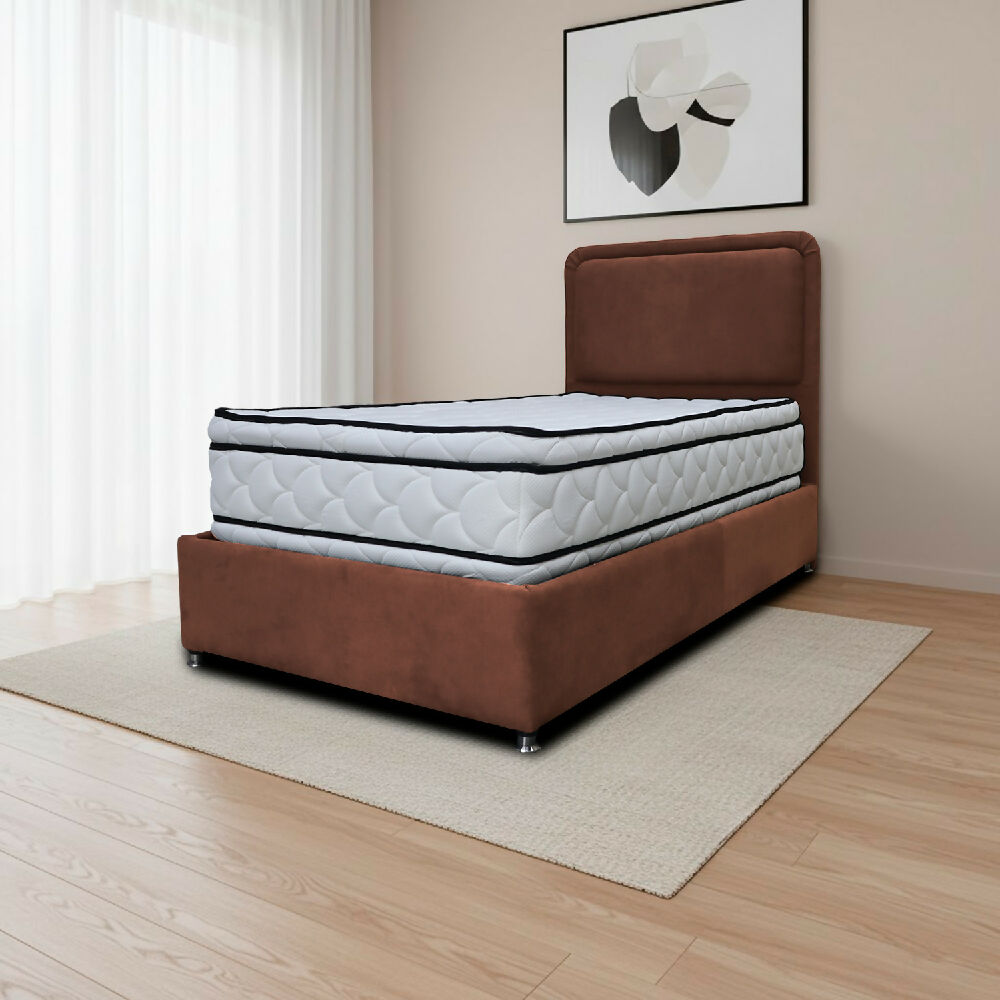 Combo Basecama Nube Sencillo 100x190 mas Espaldar Marron