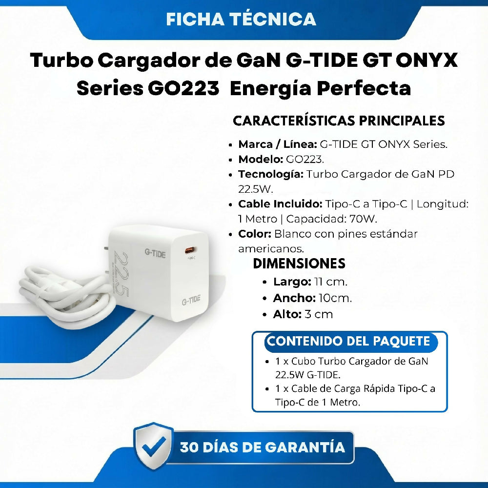 Turbo Cargador De Gan G TIDE GT Onyx Series Go223 Energía Perfecta