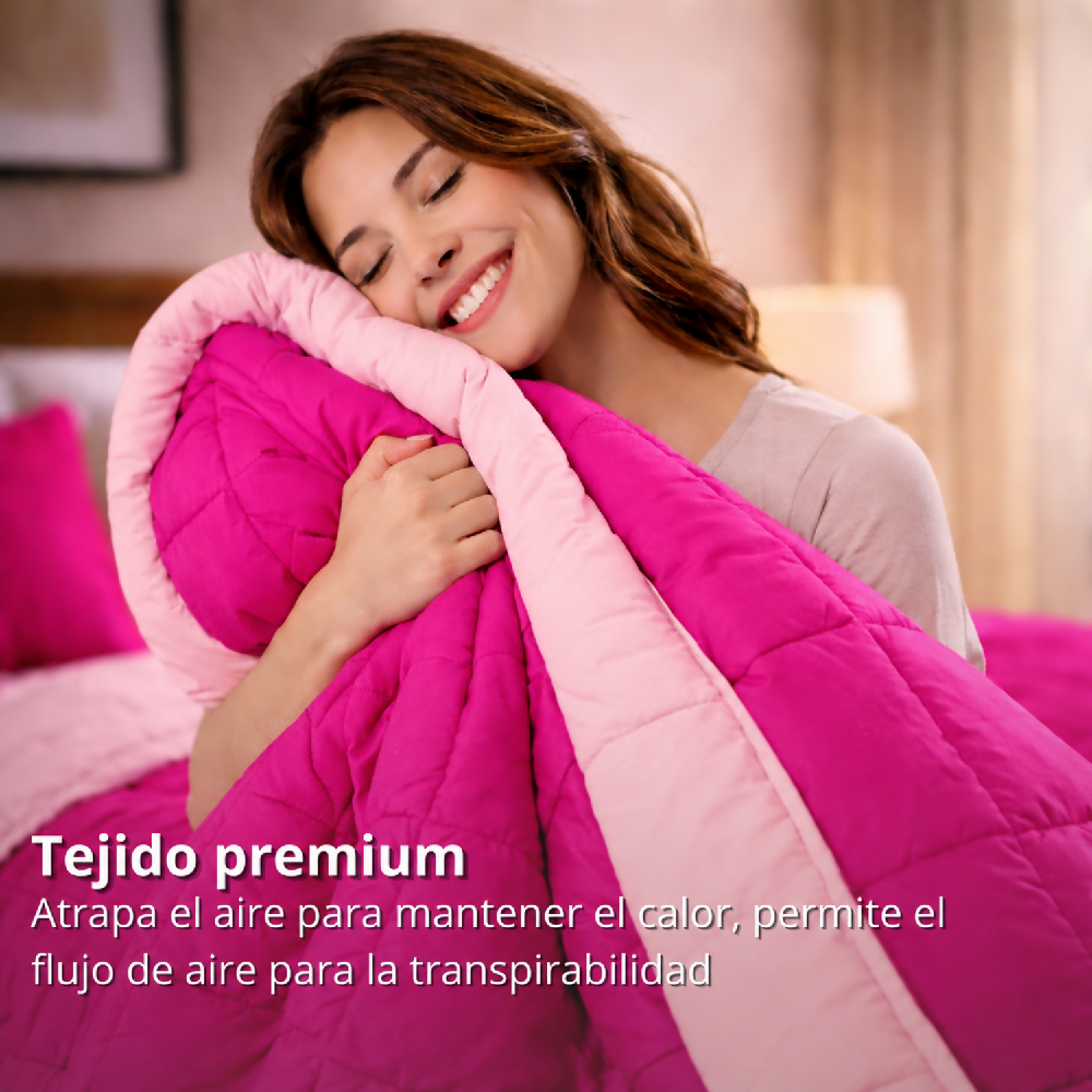 Edredon Cubrelecho Semidoble Doble Faz Fucsia Rosado