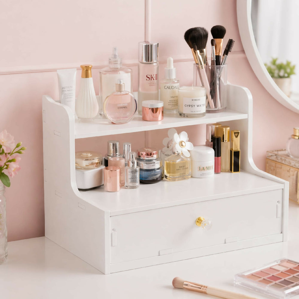 Organizador De Maquillaje Multifuncional Con Cajón Estante Para Cosméticos, Escritorio, Baño Y Hogar