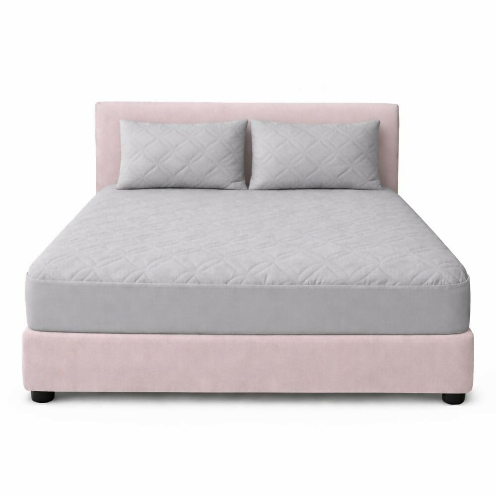 Combo protector colchon semidoble acolchado gris 120x190cm