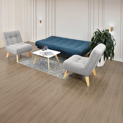 Sala con Sofa Cama Porto Nova Tela Azul Plata