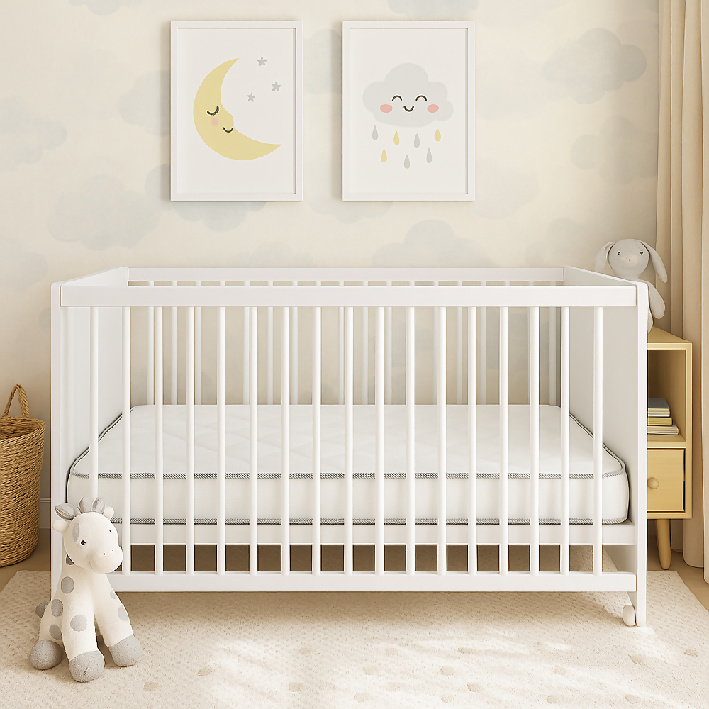 Combo Cuna Natal Multifuncional + Colchoneta 70x130cm en Espuma Laminada