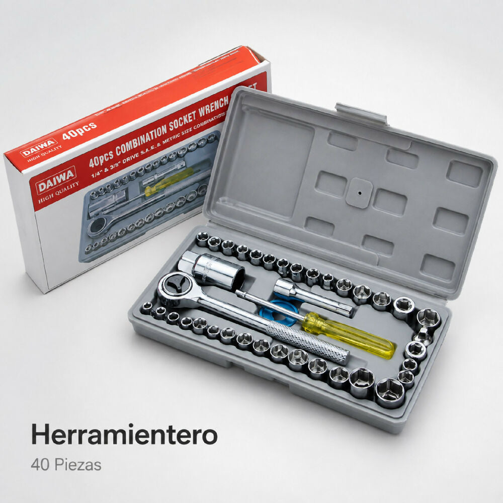 Juego De Copas 40 Piezas Kit De Herramientas Manuales Para Mecánica
