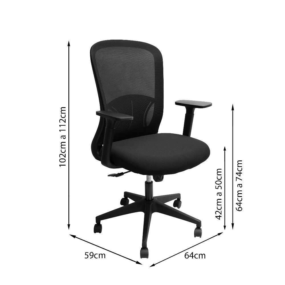 Silla de Oficina Escritorio Beijin Negra Malla Transpirable