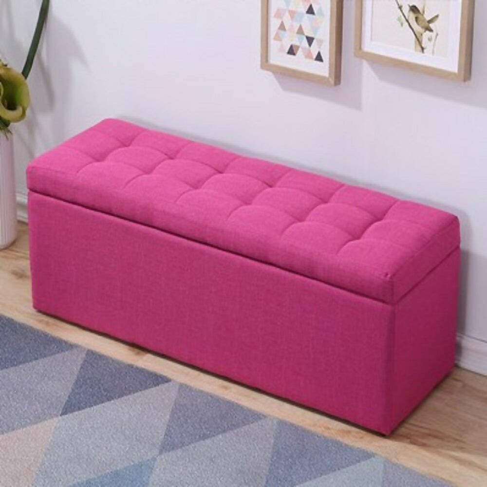 puf baul rosa tela 80x40