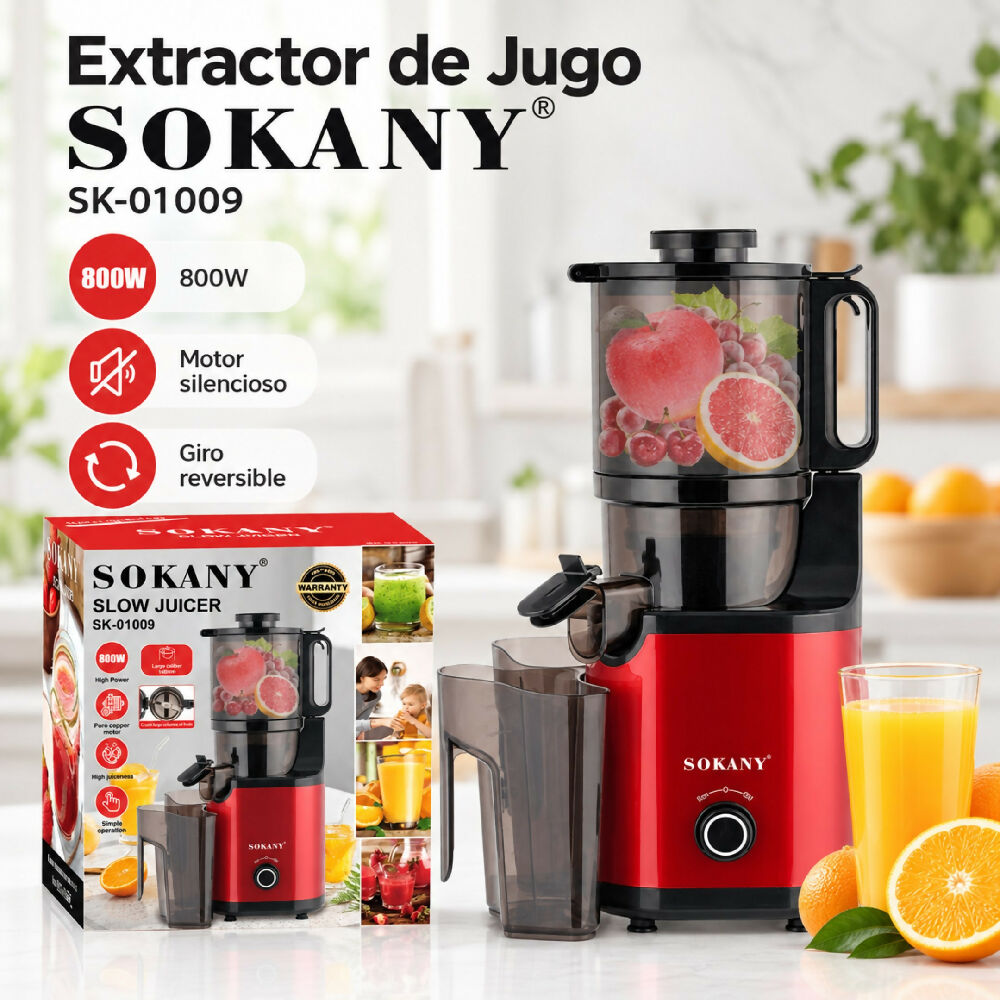 Extractor De Jugo Maquina Exprimidora De 800w Frutas Y Verduras Sokany SK-01009