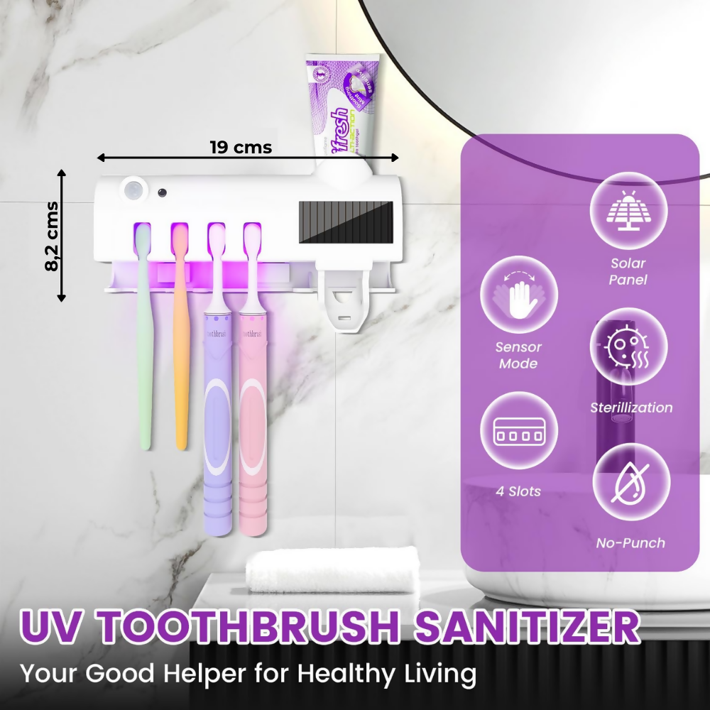 Soporte Cepillos Dispensador Crema Dental Esterilizador UV