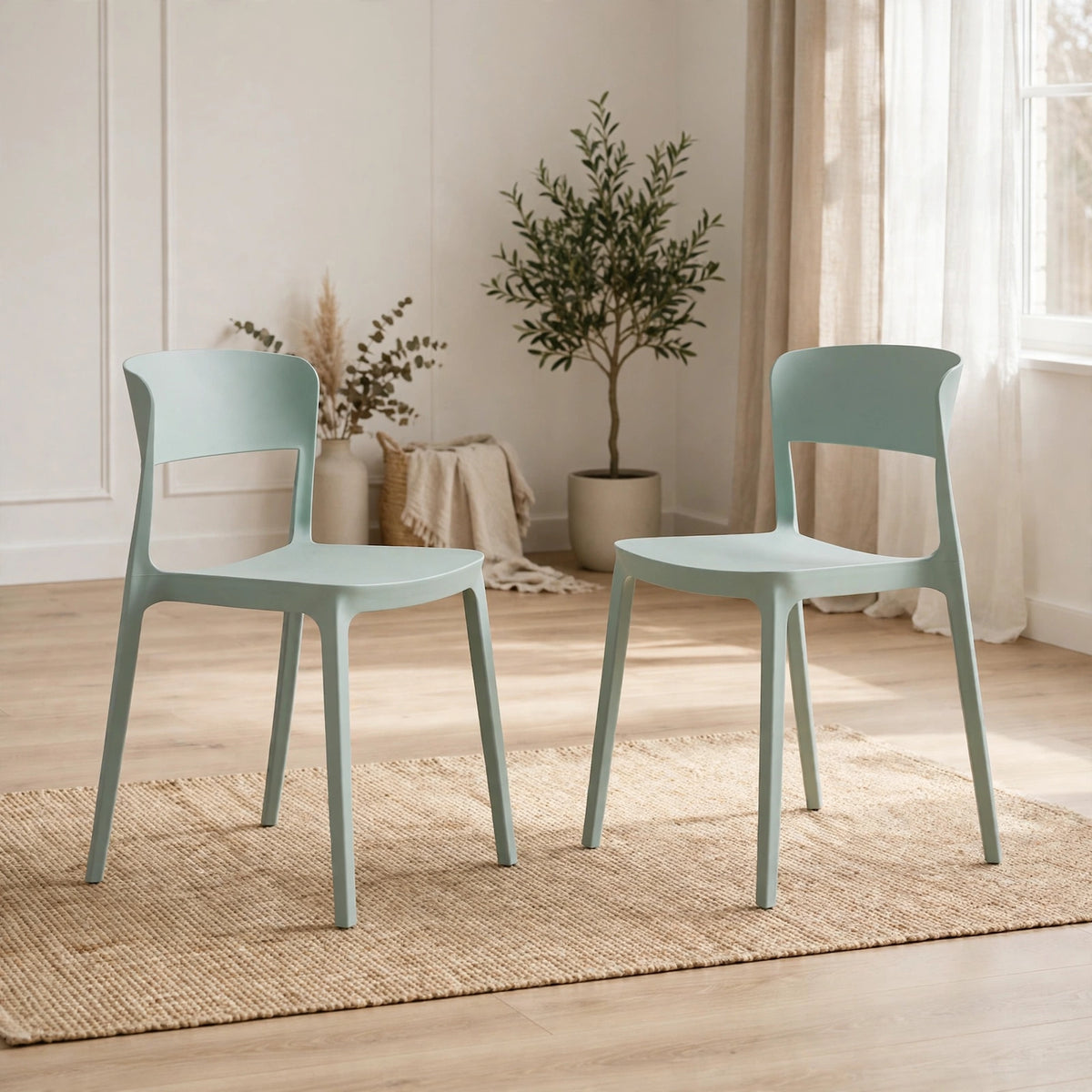 Set de 2 Sillas Mónaco, Color Azul Claro, con Espaldar y Diseño Moderno