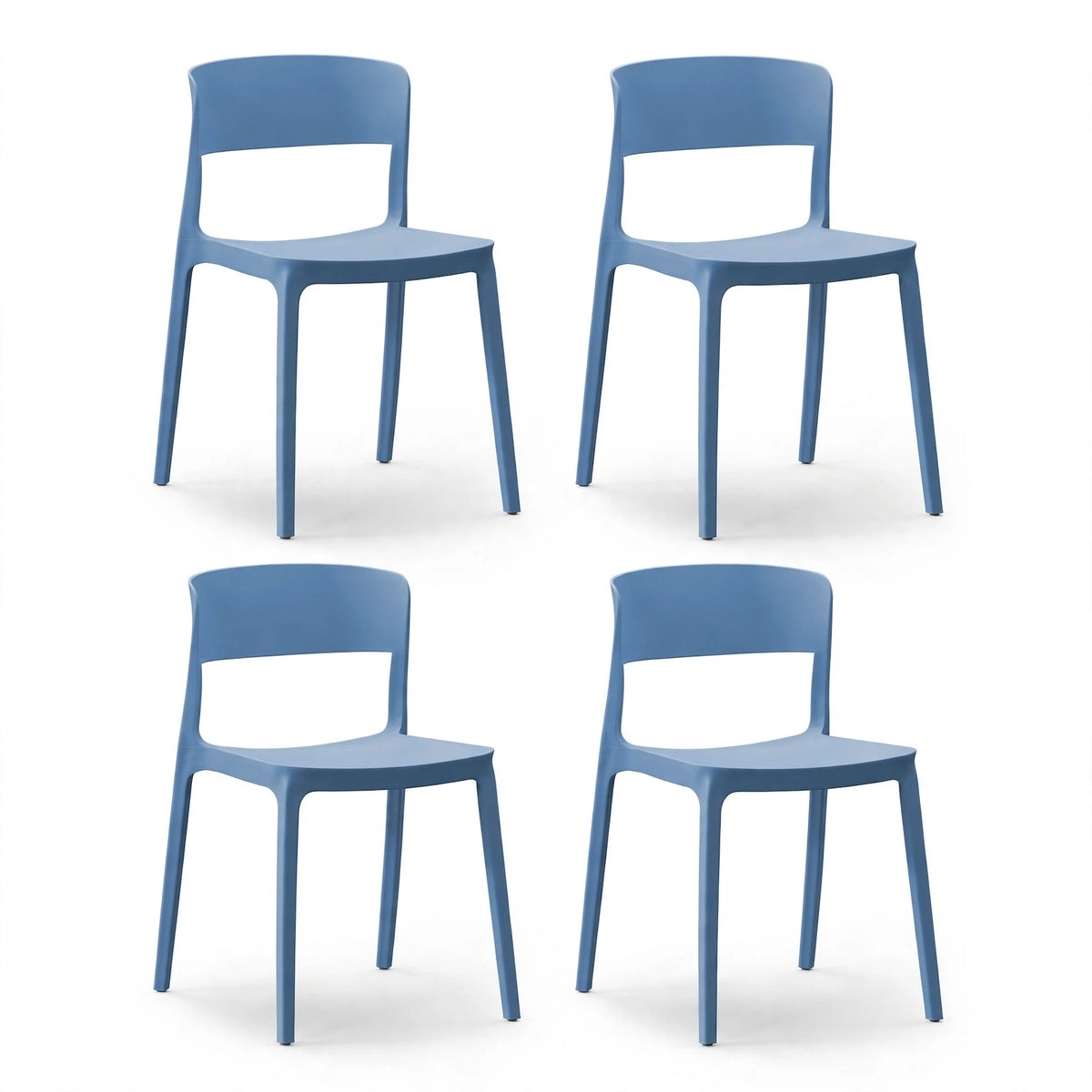 Set de 4 Sillas Mónaco, Color Azul Oceano, con Espaldar y Diseño Moderno