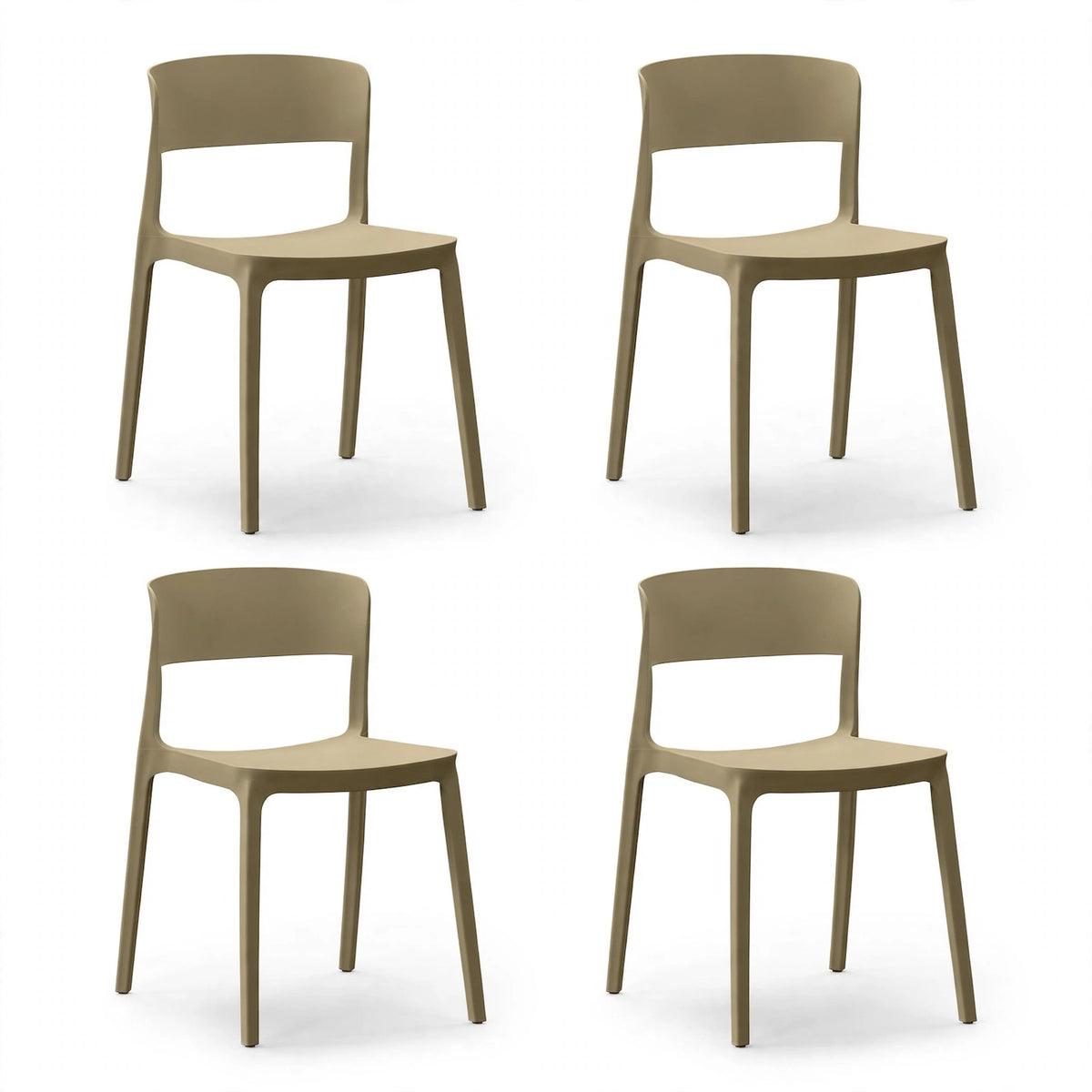 Set de 4 Sillas Mónaco, Color Khaki, con Espaldar y Diseño Moderno