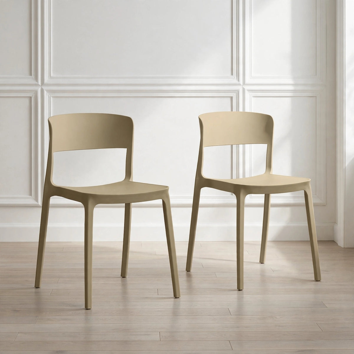 Set de 2 Sillas Mónaco, Color Khaki, con Espaldar y Diseño Moderno