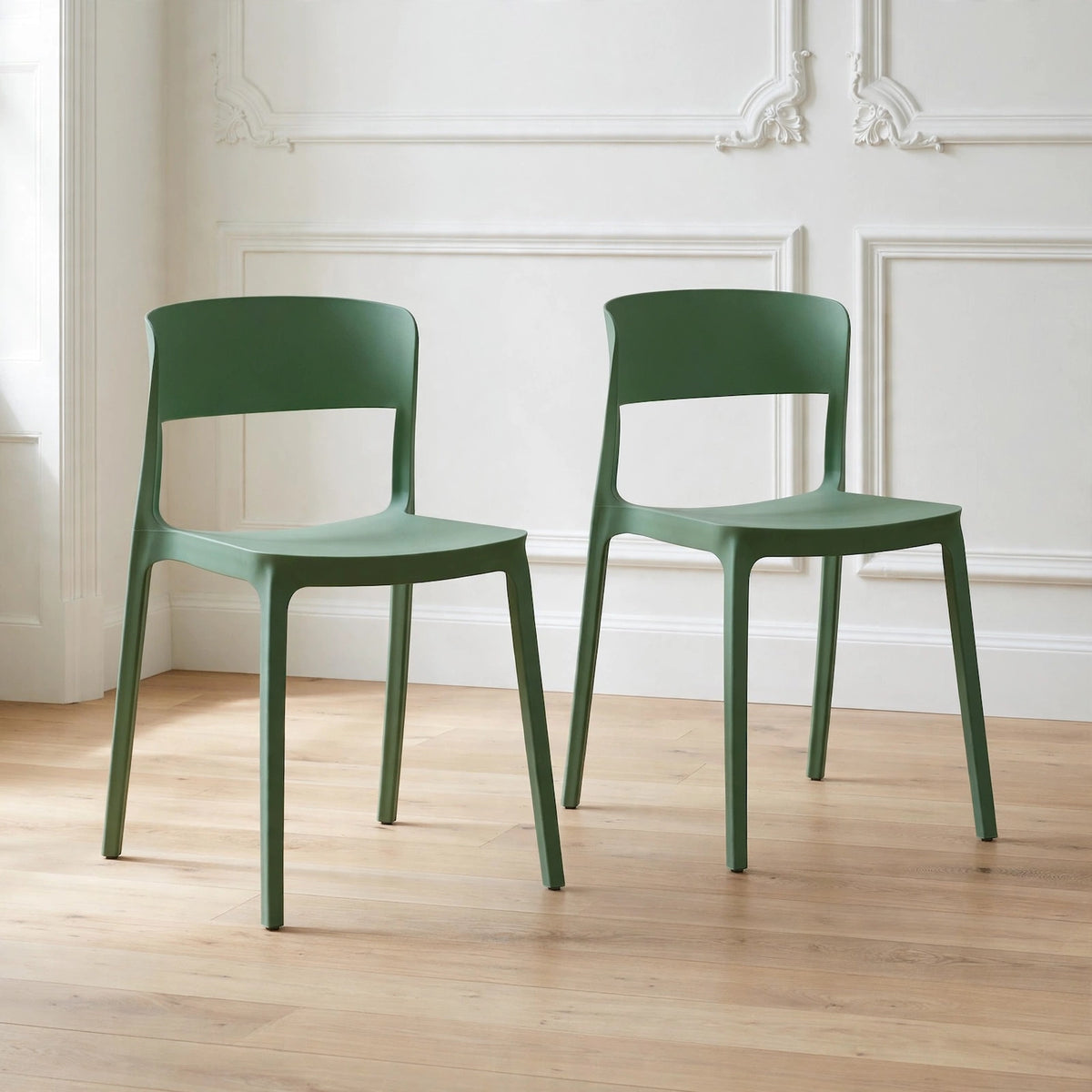 Set de 2 Sillas Mónaco, Color Verde Olivo, con Espaldar y Diseño Moderno