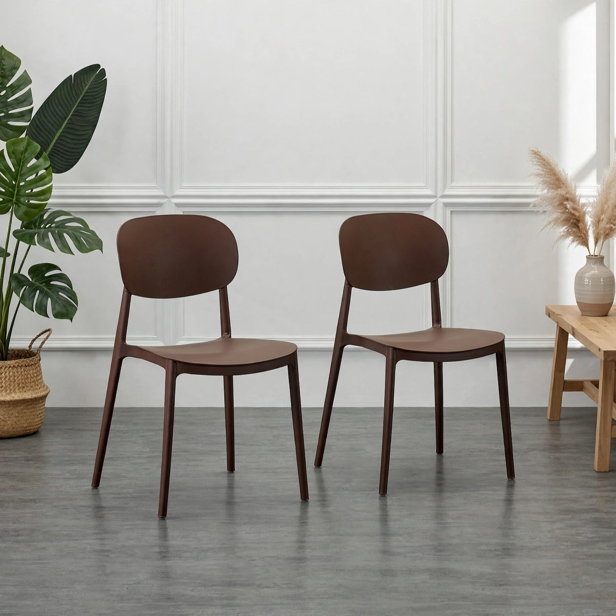 Set de 2 Sillas Milán, Color Café, con Espaldar y Diseño Moderno
