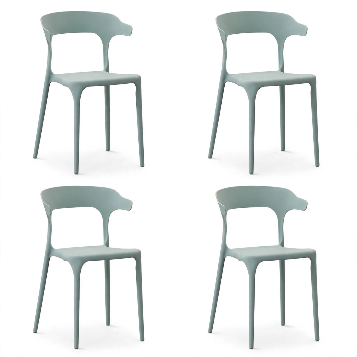Set de 4 Sillas Elena, Color Azul Claro, con Espaldar y Diseño Moderno