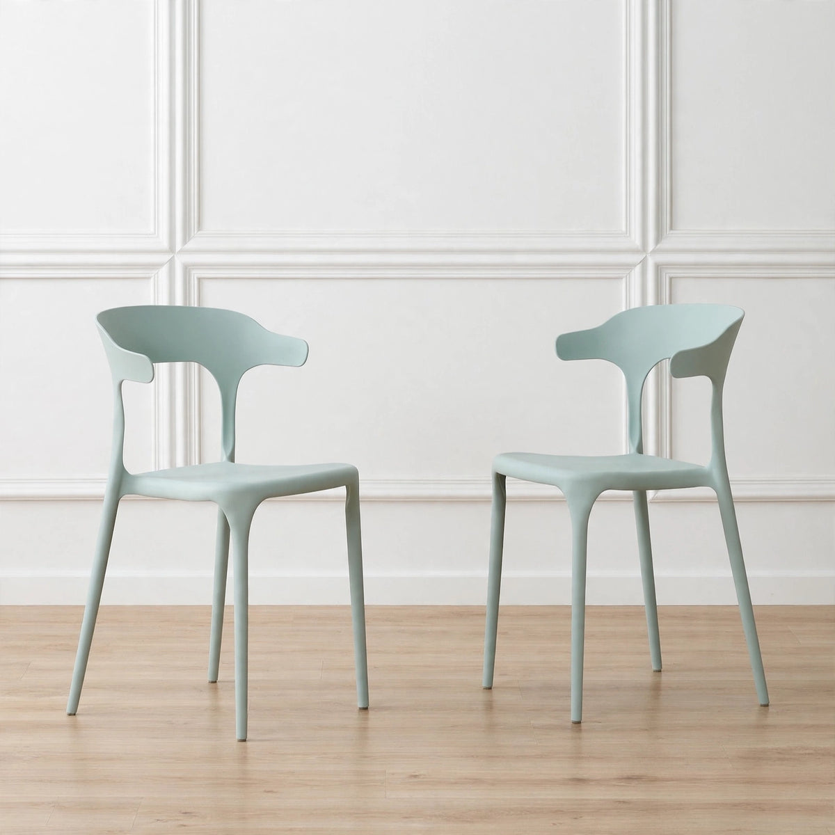 Set de 2 Sillas Elena, Color Azul Claro, con Espaldar y Diseño Moderno