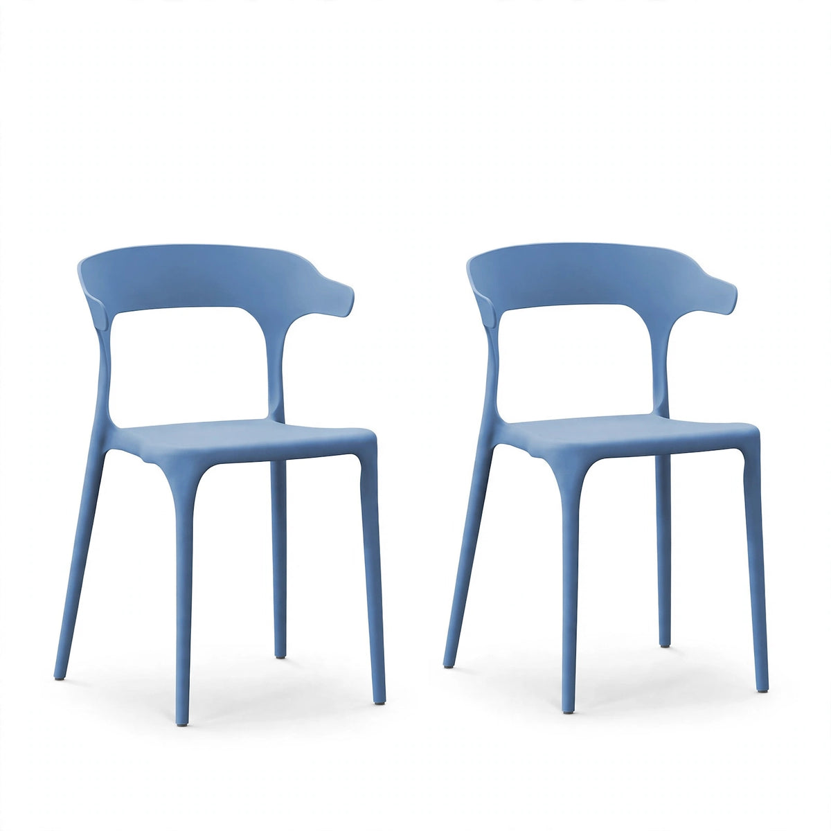 Set de 2 Sillas Elena, Color Azul Oceano, con Espaldar y Diseño Moderno
