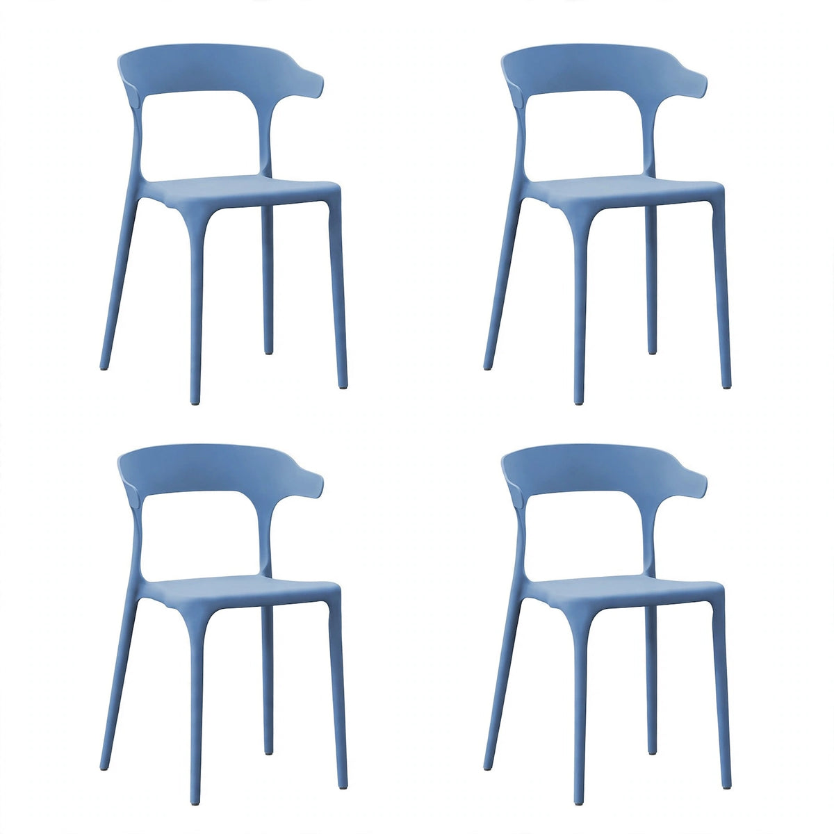 Set de 4 Sillas Elena, Color Azul Oceano, con Espaldar y Diseño Moderno