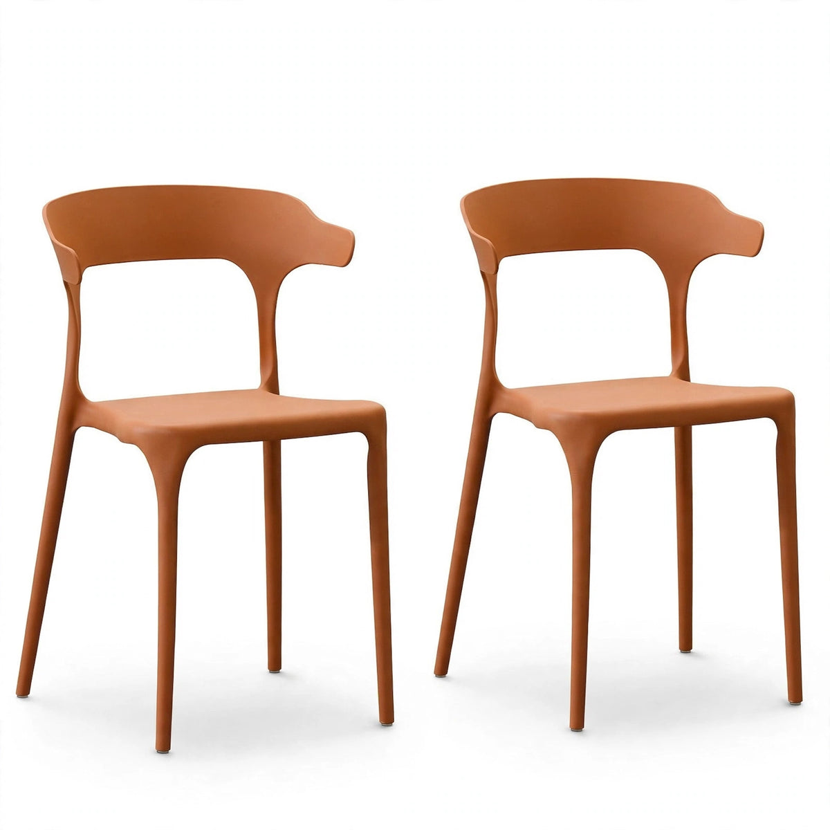 Set de 2 Sillas Elena, Color Terracota, con Espaldar y Diseño Moderno