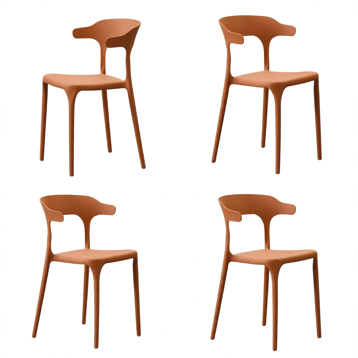 Set de 4 Sillas Elena, Color Terracota, con Espaldar y Diseño Moderno