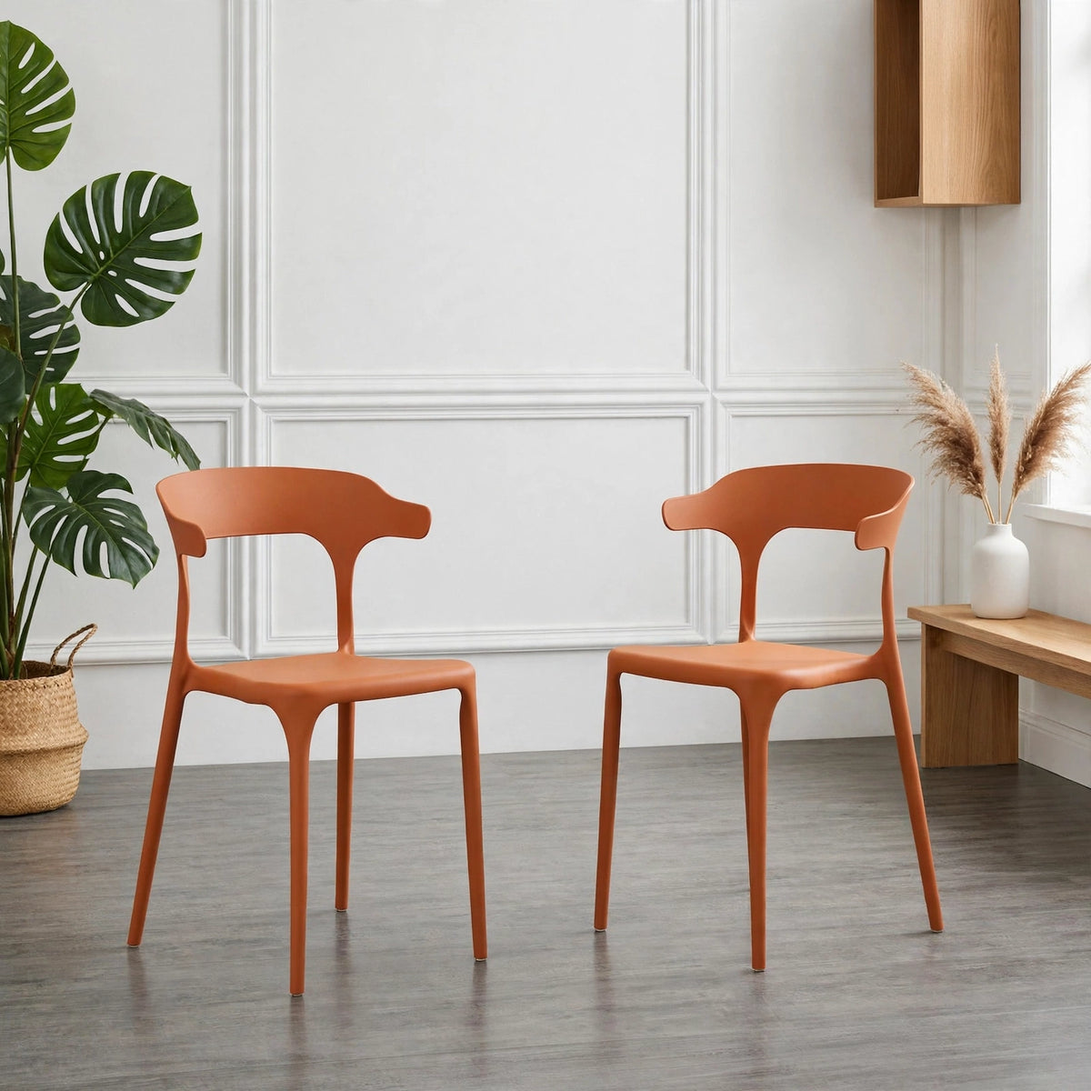 Set de 2 Sillas Elena, Color Terracota, con Espaldar y Diseño Moderno