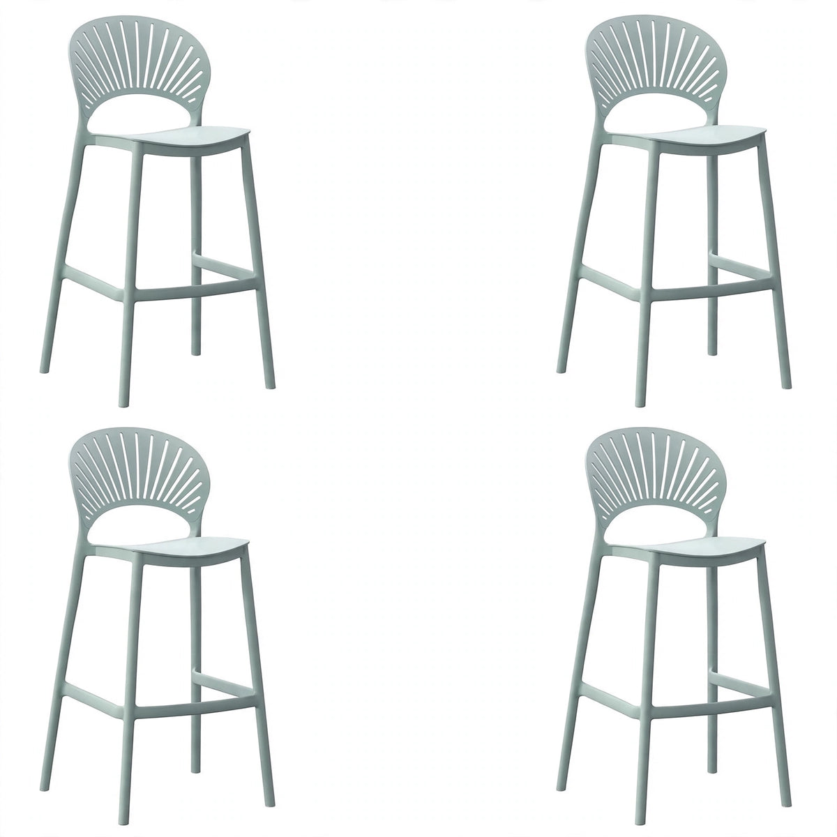 Set de 4 Sillas para Bar Paraíso, Color Azul Claro, Diseño Moderno