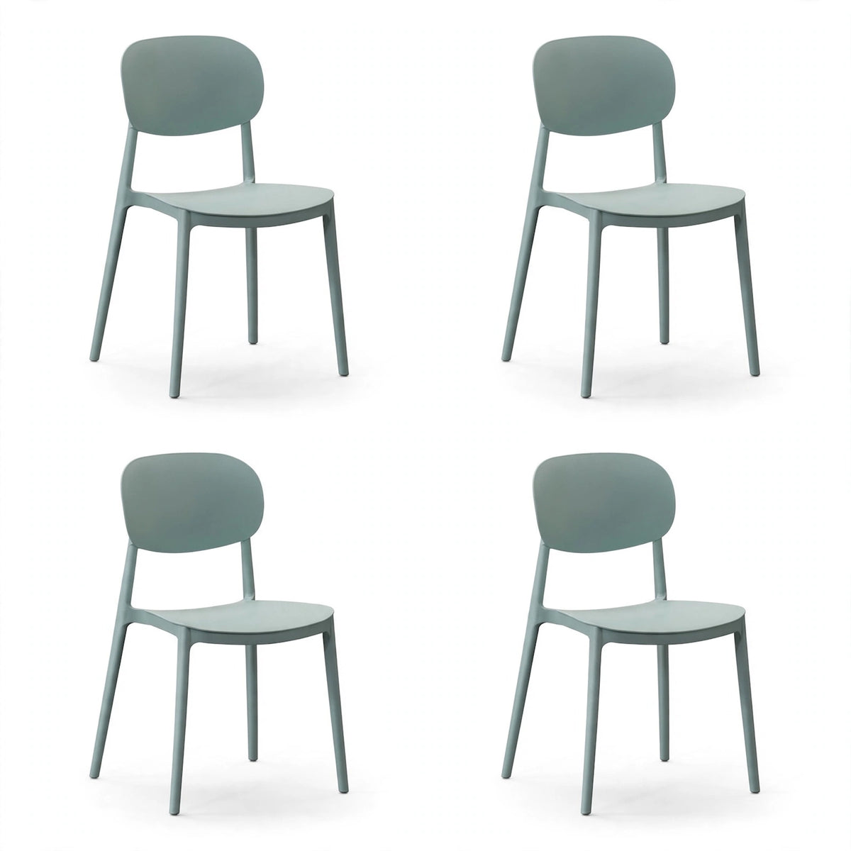 Set de 4 Sillas Milán, Color Azul Claro, con Espaldar y Diseño Moderno