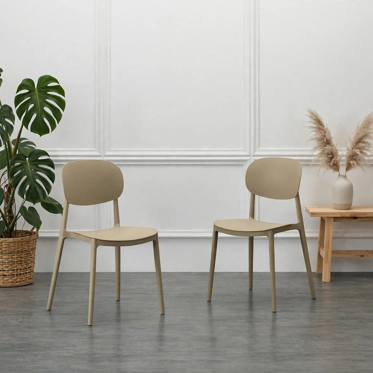 Set de 2 Sillas Milán, Color Khaki, con Espaldar y Diseño Moderno