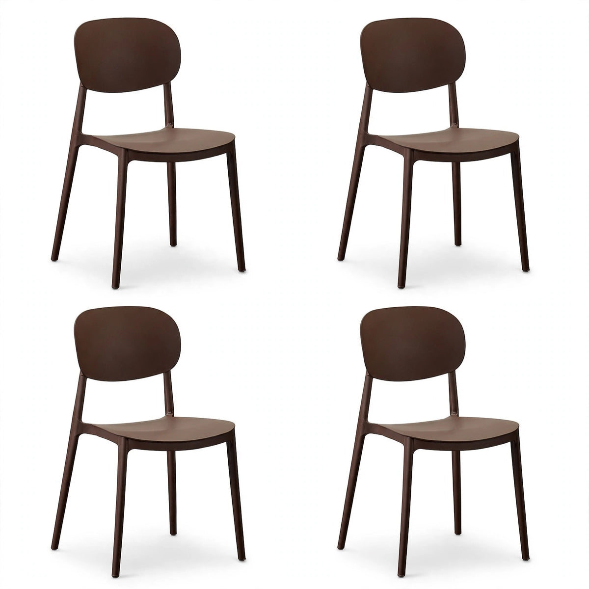 Set de 4 Sillas Milán, Color Café, con Espaldar y Diseño Moderno