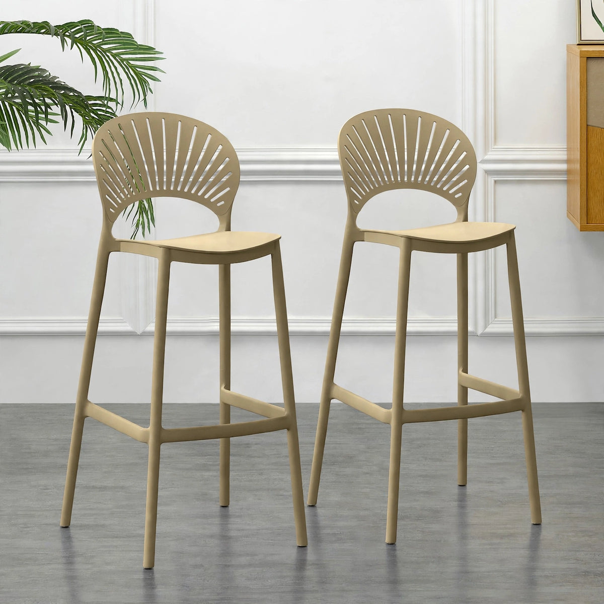 Set de 2 Sillas para Bar Paraíso, Color Khaki, Diseño Moderno