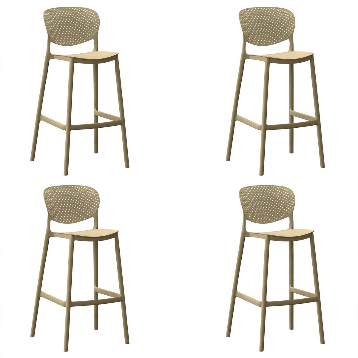 Set de 4 Sillas para Bar Río, Color Khaki, Diseño Moderno