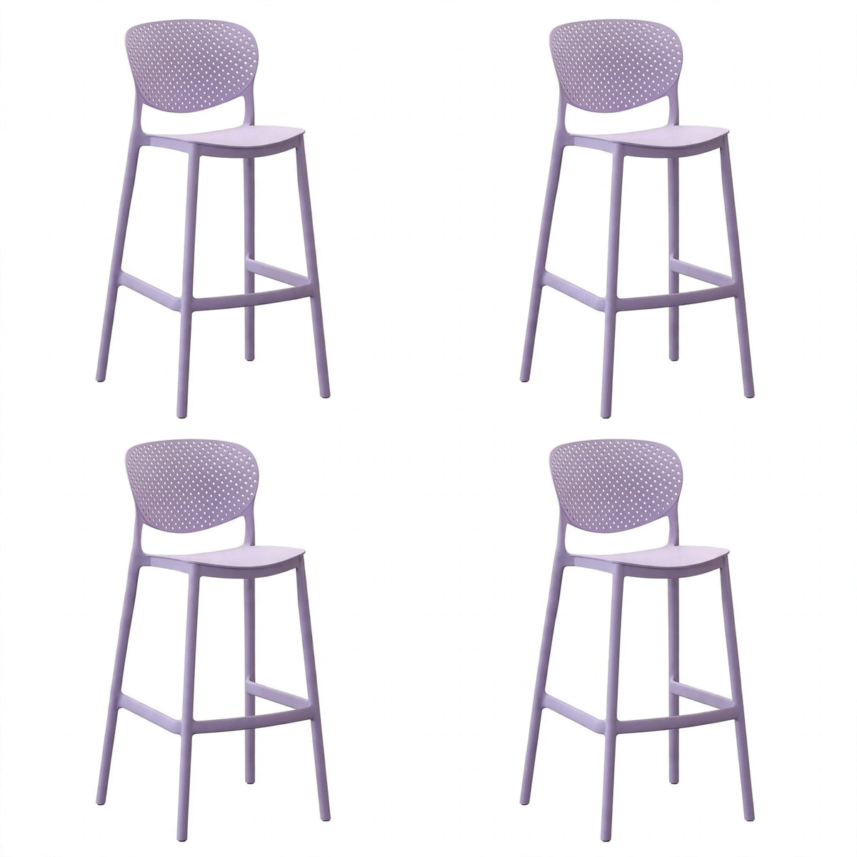 Set de 4 Sillas para Bar Río, Color Lila, Diseño Moderno