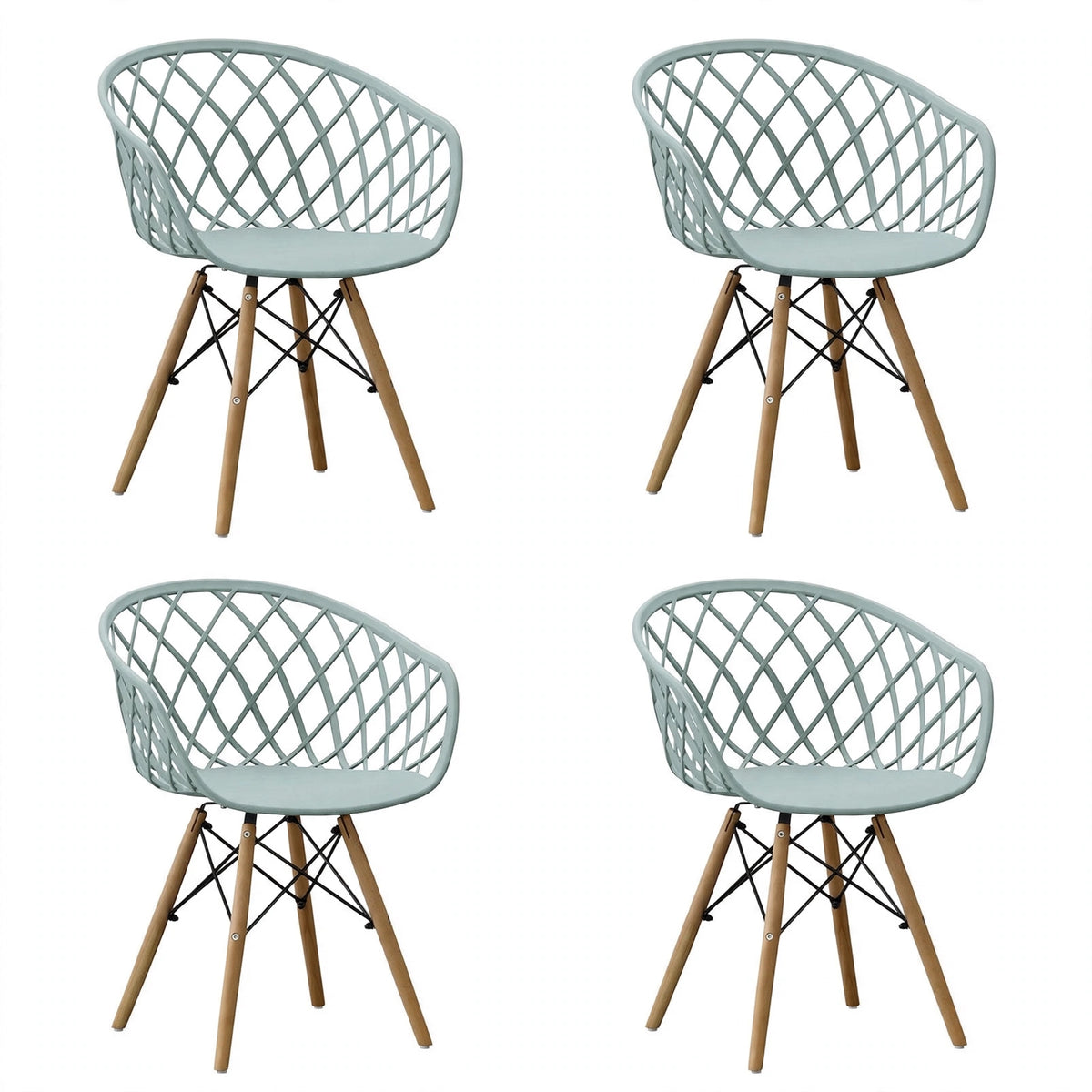 Set de 4 Sillas Oasis con Brazos, Color Azul Claro, con Espaldar