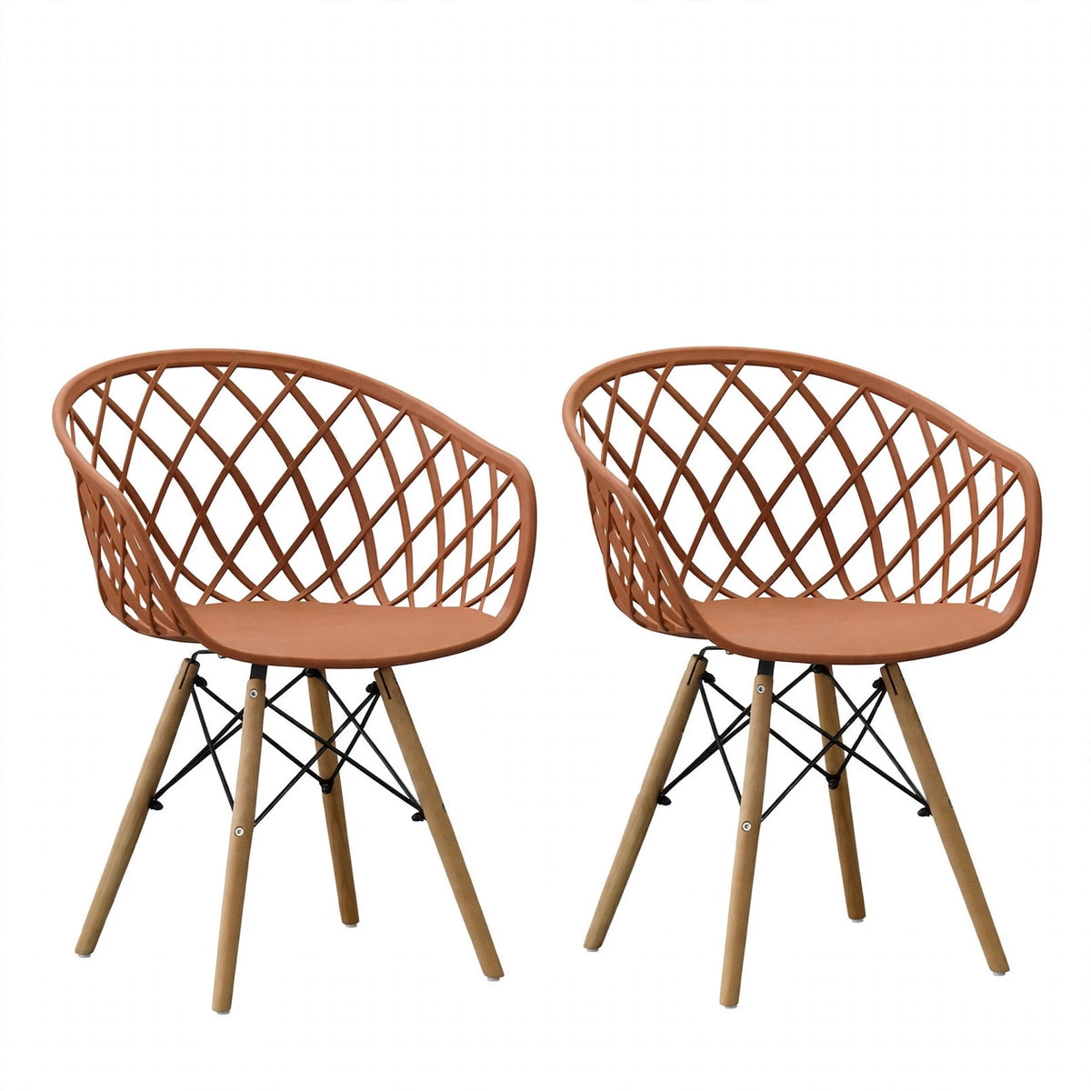 Set de 2 Sillas Oasis con Brazos, Color Terracota, con Espaldar