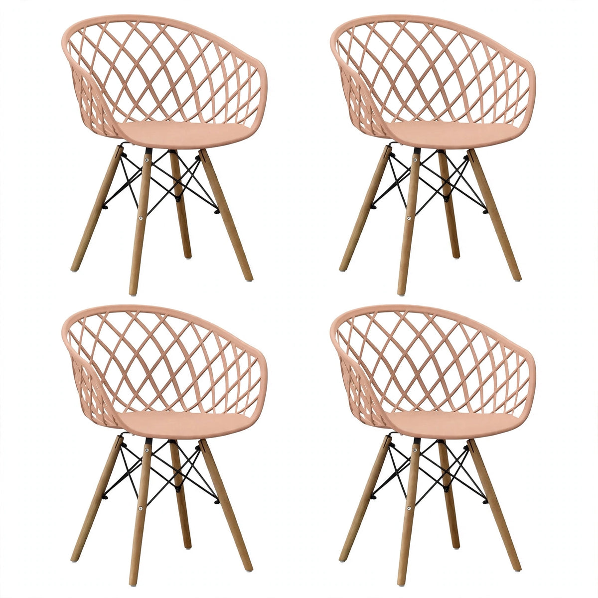 Set de 4 Sillas Oasis con Brazos, Color Mandarina, con Espaldar