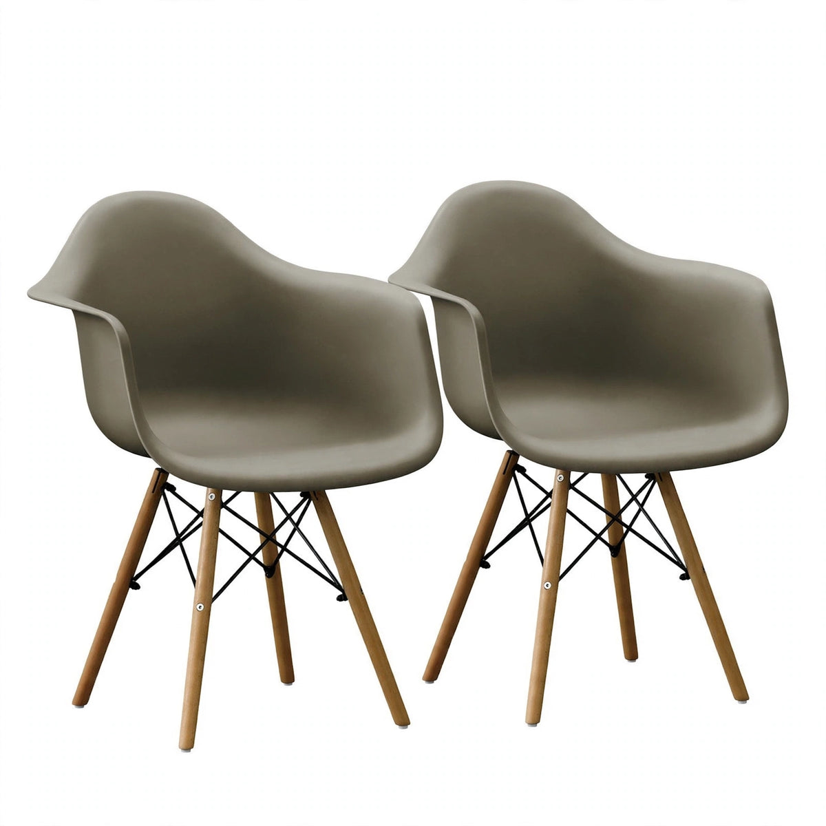 Set de 2 Sillas Eymos , Color Taupe, con Espaldar y Patas en Madera