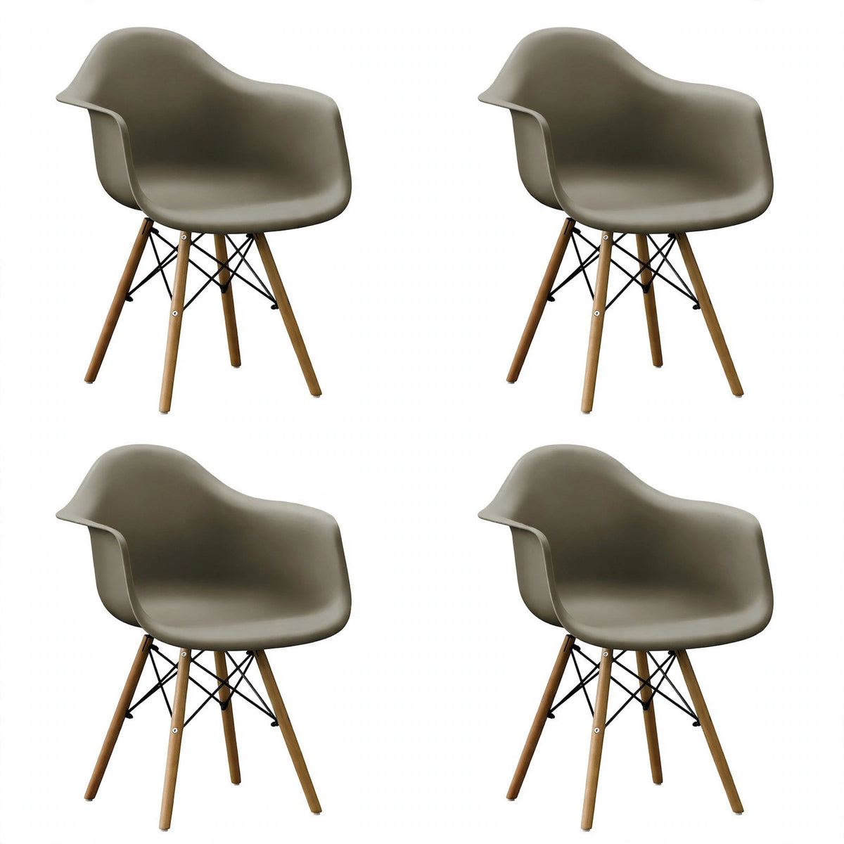 Set de 4 Sillas Eymos , Color Taupe, con Espaldar y Patas en Madera