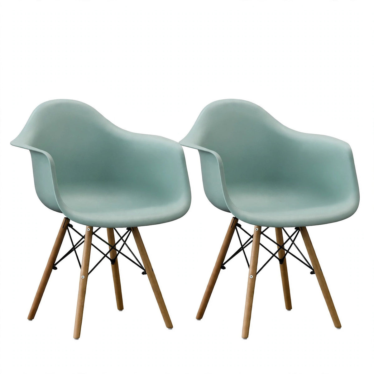 Set de 2 Sillas Eymos , Color Azul Claro, con Espaldar y Patas en Madera