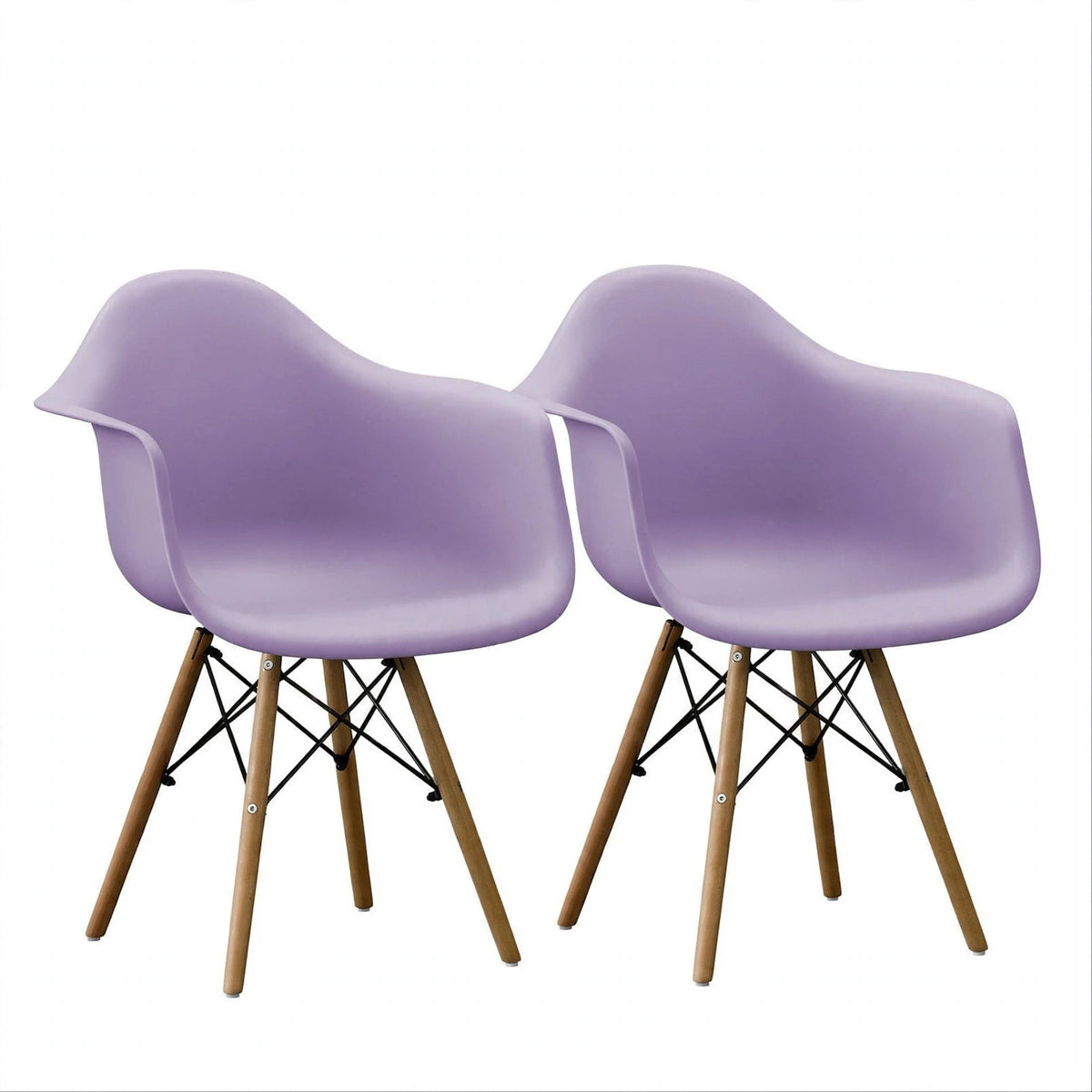 Set de 2 Sillas Eymos , Color Lila, con Espaldar y Patas en Madera