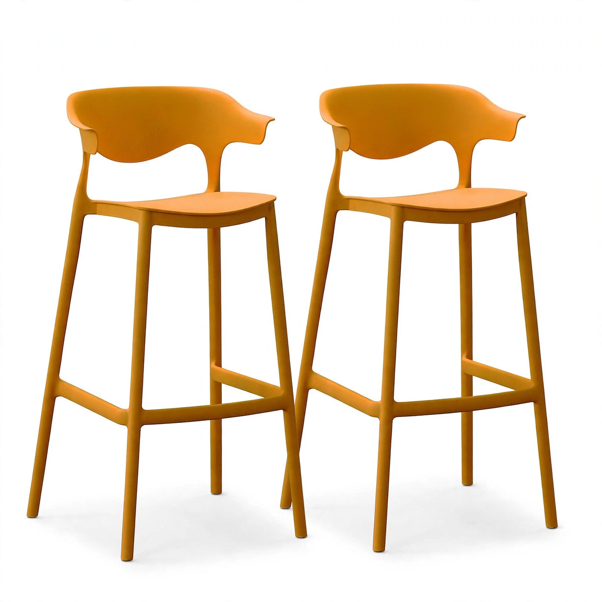 Set de 2 Sillas para Bar Elena, Color Naranja, Diseño Moderno