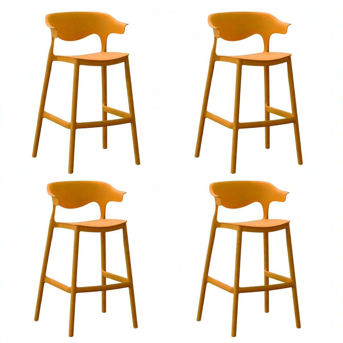 Set de 4 Sillas para Bar Elena, Color Naranja, Diseño Moderno